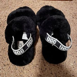 Black Ugg slippers, size 1 kids